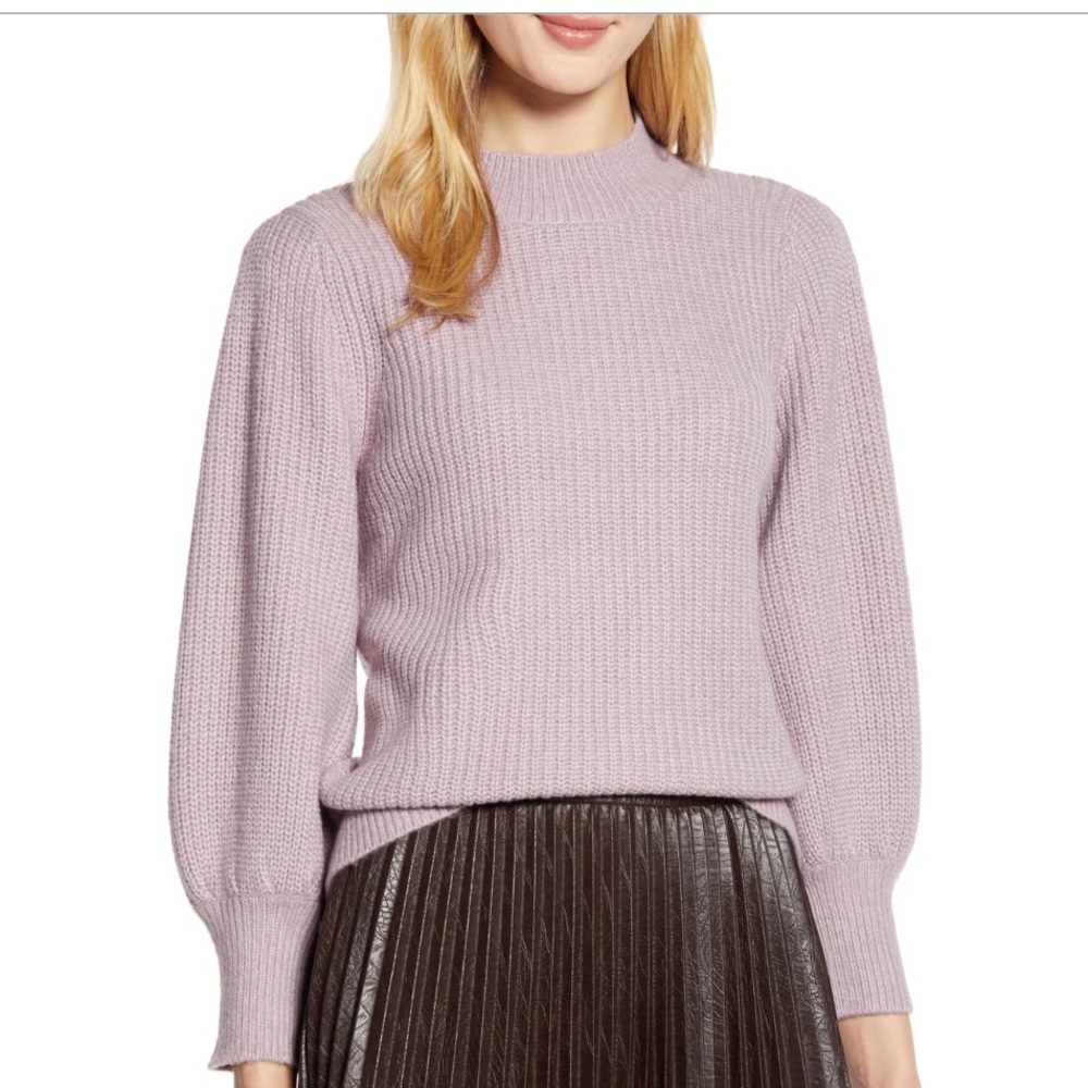 Halogen X Atlantic-Pacific Blouson Sleeve Sweater